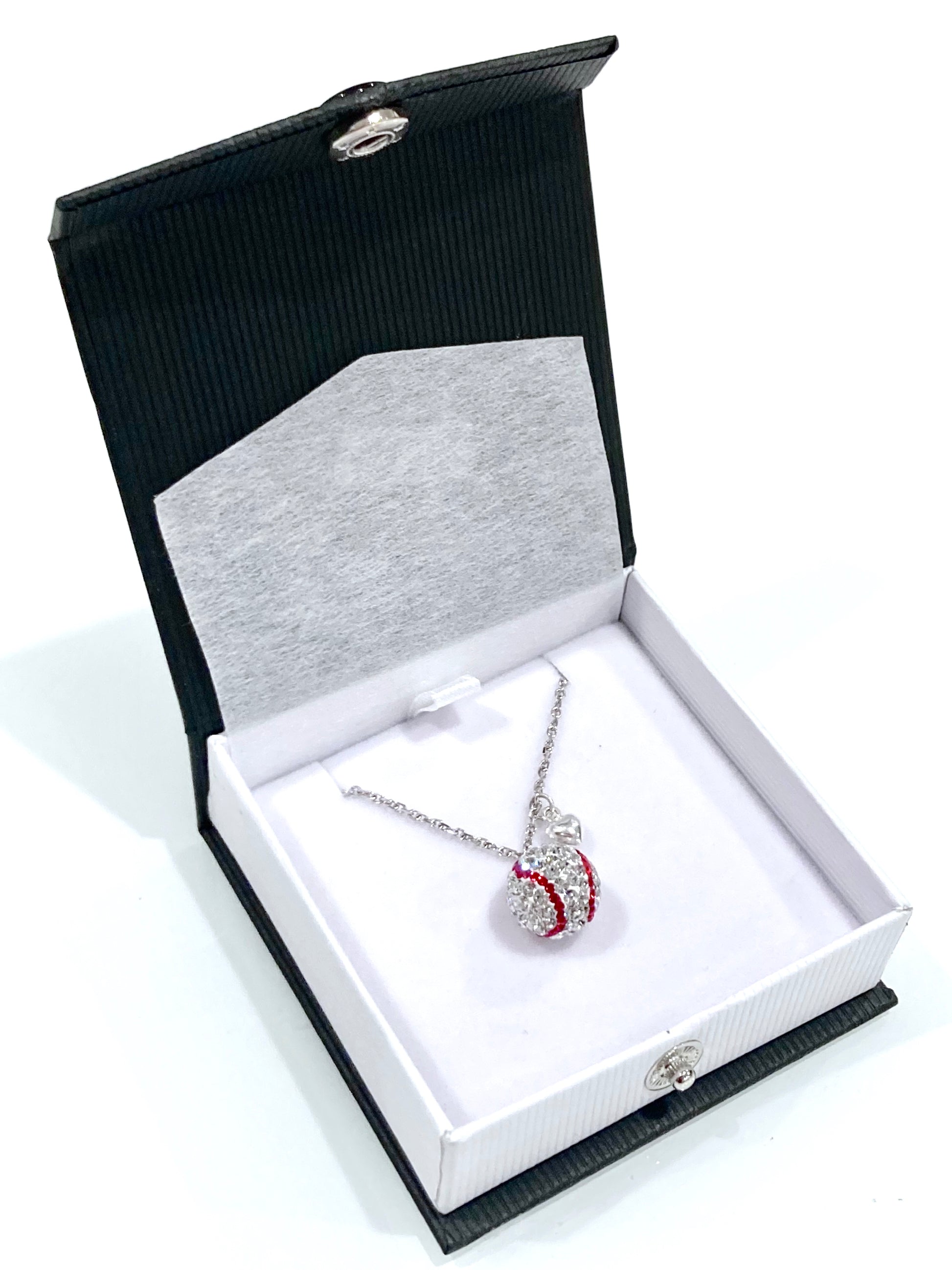 baseball softball necklace shown in gift box