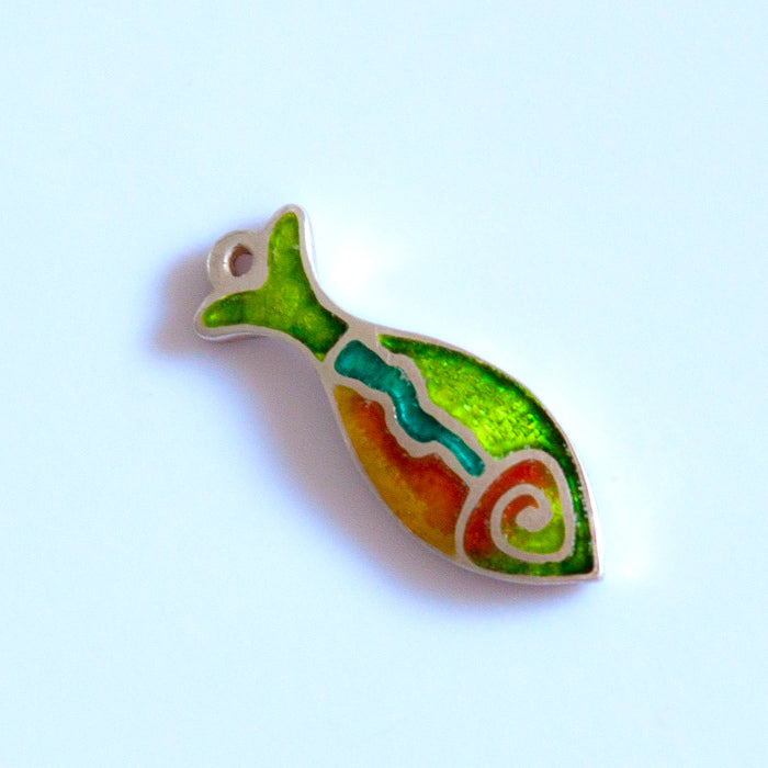 Beulah Michigan Crystal Lake fish champleve enamel pendant charm