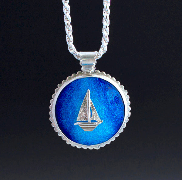 Sailing In The Moonlight Enamel Pendant Necklace