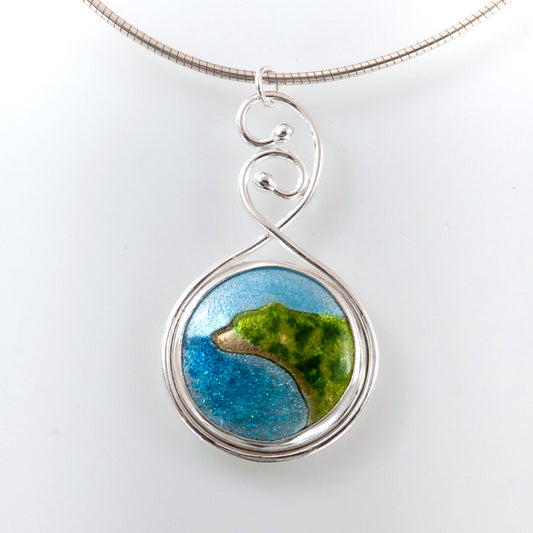 Michigan's Sleeping Bear Dunes National Lakeshore Pendant Necklace set in silver