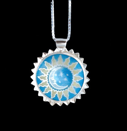 sun moon enamel pendant necklace