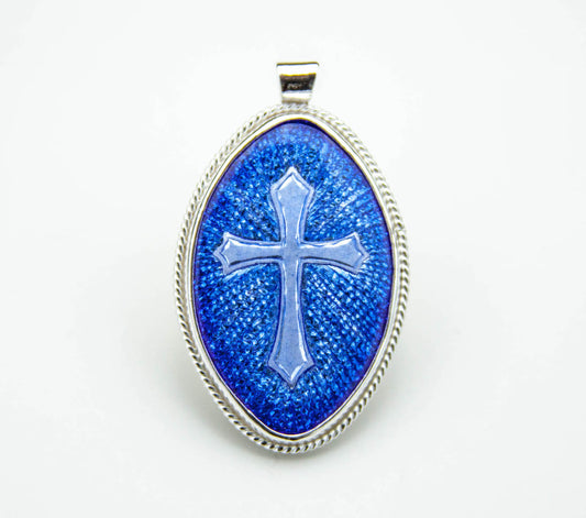 cross vitreous enamel pendant fine silver jewelry