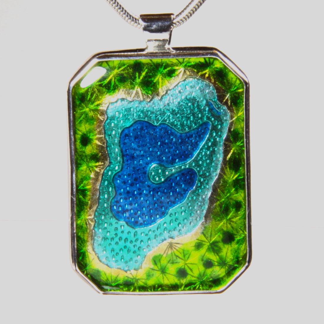 lime lake enamel pendant necklace, maple city michigan