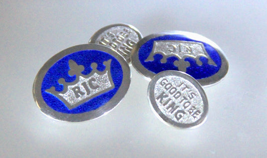 It's Good To Be King Champleve' Crown Cuff Links