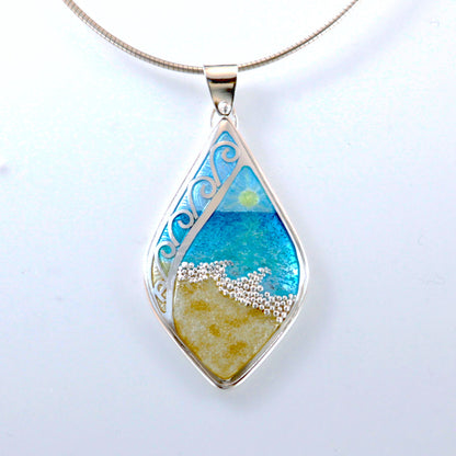 Life At The Beach Enamel Pendant Necklace