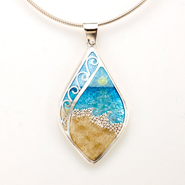 Life At The Beach Enamel Pendant