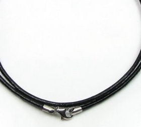 black leather cord with sterling silver lobster clasp